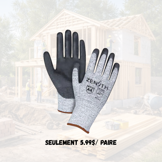 Gants de travail résistants aux coupures, ANSI A4, paquet de 12 (5.99$/paire)